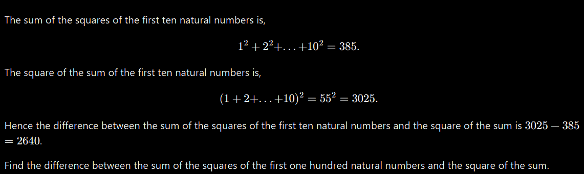 projecteuler p6 (dark)