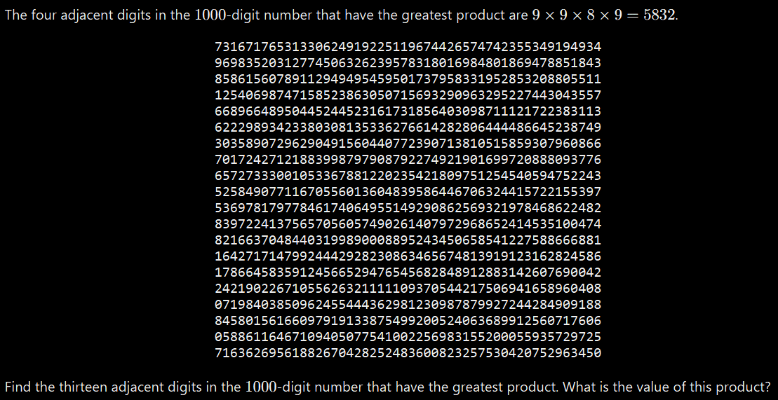 projecteuler p8 (dark)