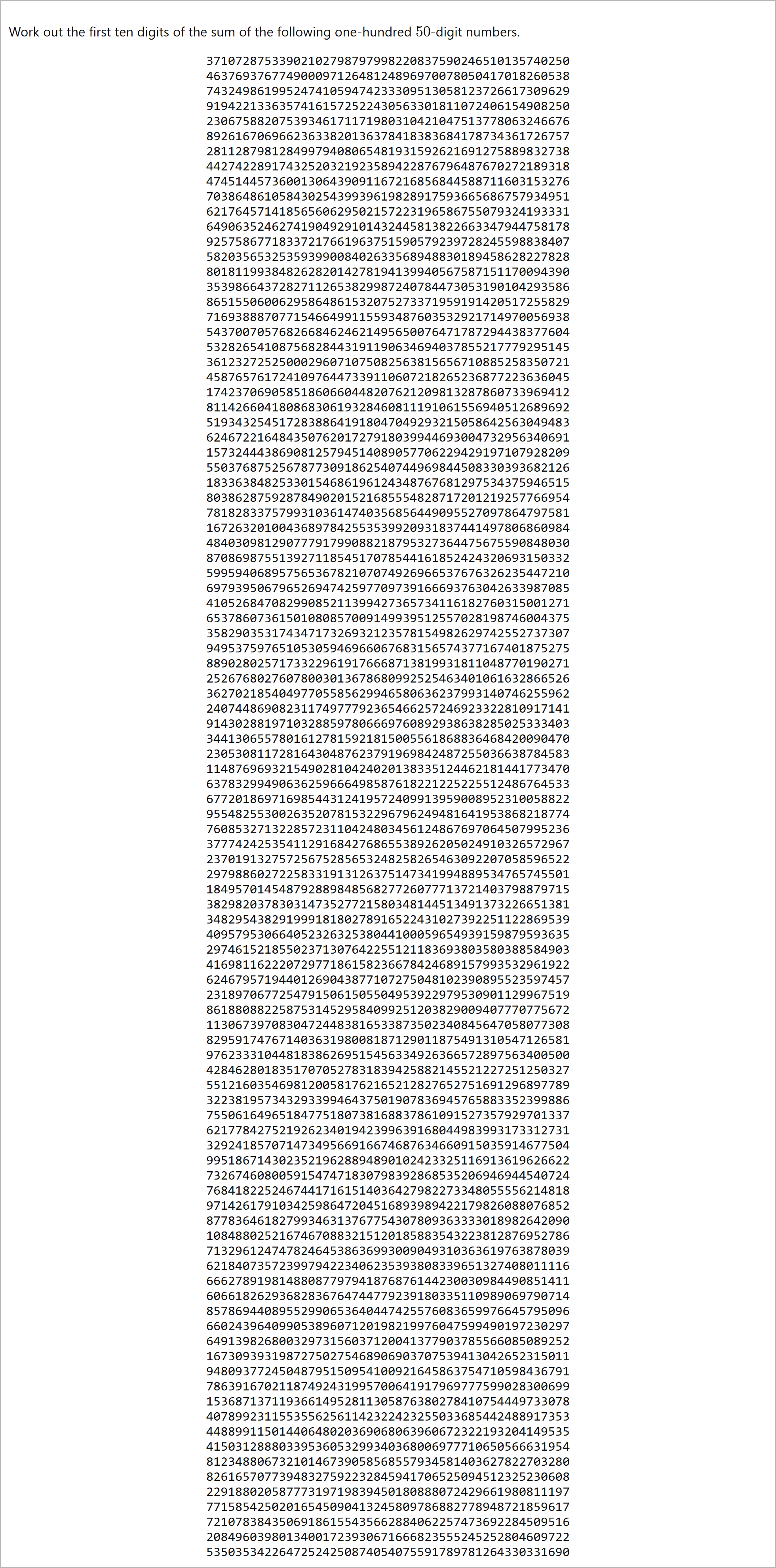 projecteuler p13 (light)